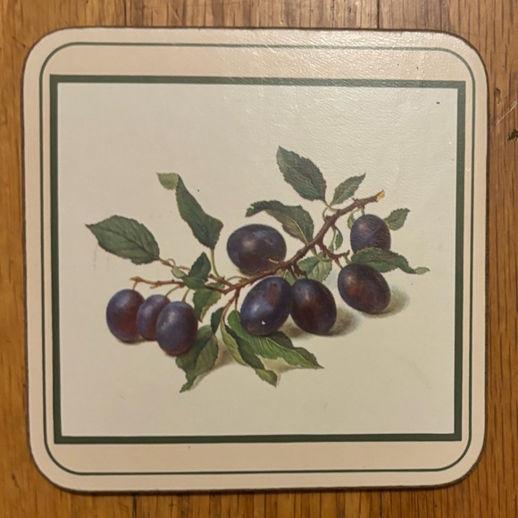 Set of 4 Royal Table Classic Fruit Hardboard Cork Back Coasters England - Picture 2 of 8